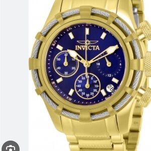 Invicta Gold and Navy Chronograph Bracelet Watch
